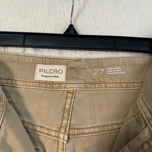 Anthropologie Pilcro The Adi Mid Rise Frayed Relaxed Flare Jeans Women's 27 Tan - Picture 5 of 11